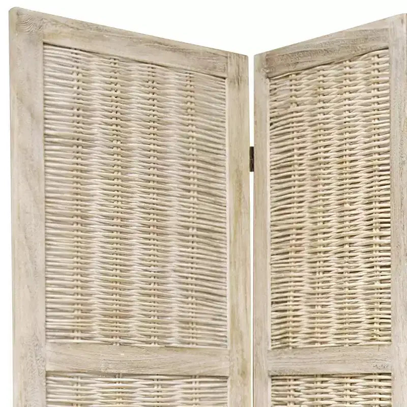Burnt White Bamboo 3-Panel Room Divider