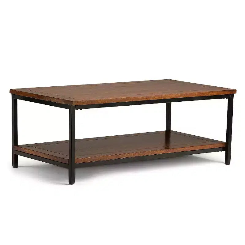 WyndenHall 48" Rhonda Solid Mango Wood Coffee Table Dark Cognac Brown