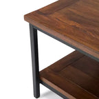 48" Rectangle Coffee Table Dark Brown & Black, 2 Drawers + Open Shelf