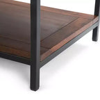 48" Rectangle Coffee Table Dark Brown & Black, 2 Drawers + Open Shelf