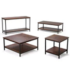 48" Rectangle Coffee Table Dark Brown & Black, 2 Drawers + Open Shelf