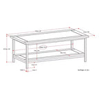 48" Rectangle Coffee Table Dark Brown & Black, 2 Drawers + Open Shelf