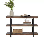 Pomona 2 Shelf Console Table Brown - Alaterre Furniture: Rustic Sofa Table, Metal Frame, Wood Top, Entryway Furniture