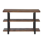 Brown & Black 2-Shelf Console Table, Metal Frame & Wood Top, 1-Person Assembly