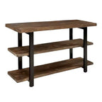 Brown & Black 2-Shelf Console Table, Metal Frame & Wood Top, 1-Person Assembly