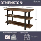 Brown & Black 2-Shelf Console Table, Metal Frame & Wood Top, 1-Person Assembly