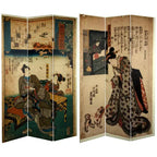 6' Tall Double Sided Japanese Figures Room Divider - Oriental Furniture
