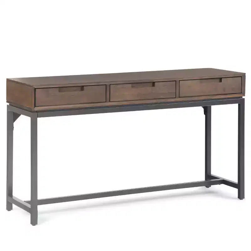 WyndenHall 54" Devlin Mid-Century Wide Console Table Walnut Brown