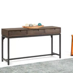 Walnut Brown & Gray 54" 3-Drawer Console Table for 1