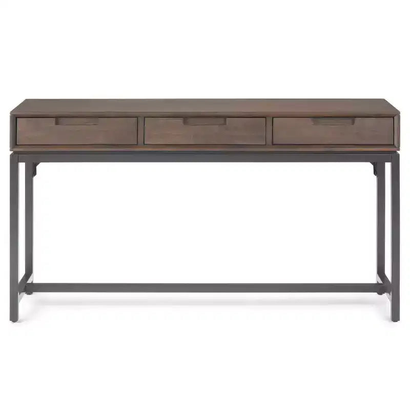 Walnut Brown & Gray 54" 3-Drawer Console Table for 1