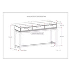 Walnut Brown & Gray 54" 3-Drawer Console Table for 1