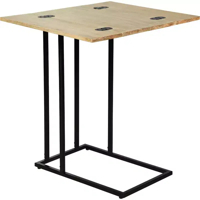 Brown & Black C-Shaped Side Table, Expandable, 1-Person Use
