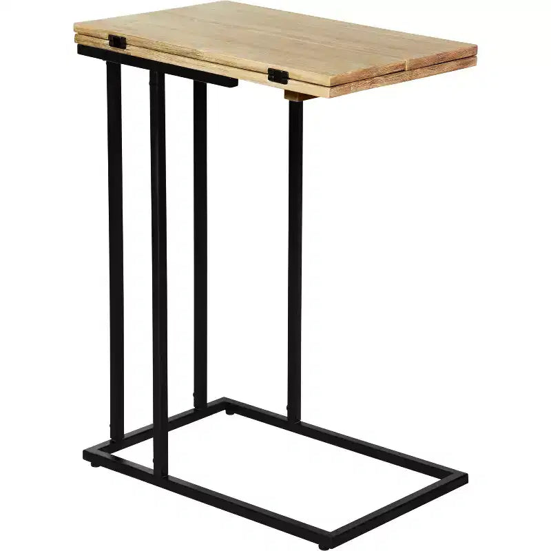 Brown & Black C-Shaped Side Table, Expandable, 1-Person Use