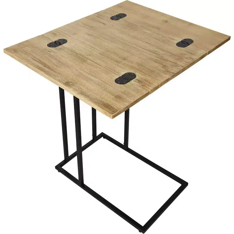 Brown & Black C-Shaped Side Table, Expandable, 1-Person Use