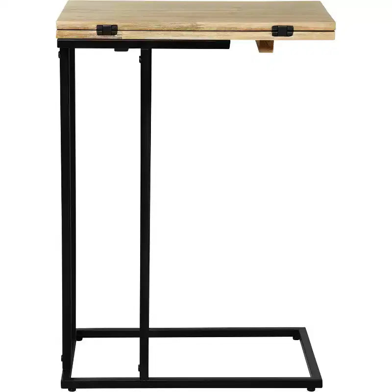 Brown & Black C-Shaped Side Table, Expandable, 1-Person Use