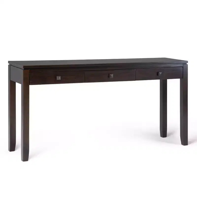 60" Stratford End Table Russet Mahogany Brown - WyndenHall: Pine Frame, 3 Drawers, Modern Style