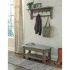 Millwork Bench with Shelf Wood and Zinc Silver/Light Amber - Alaterre Furniture