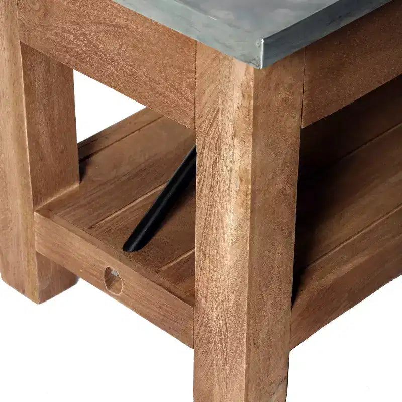 Silver & Light Amber Storage Bench, 2-Seat
