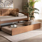 Ash Walnut Twin Trundle Bed – 1-Person, Platform Style, No Box Spring Needed