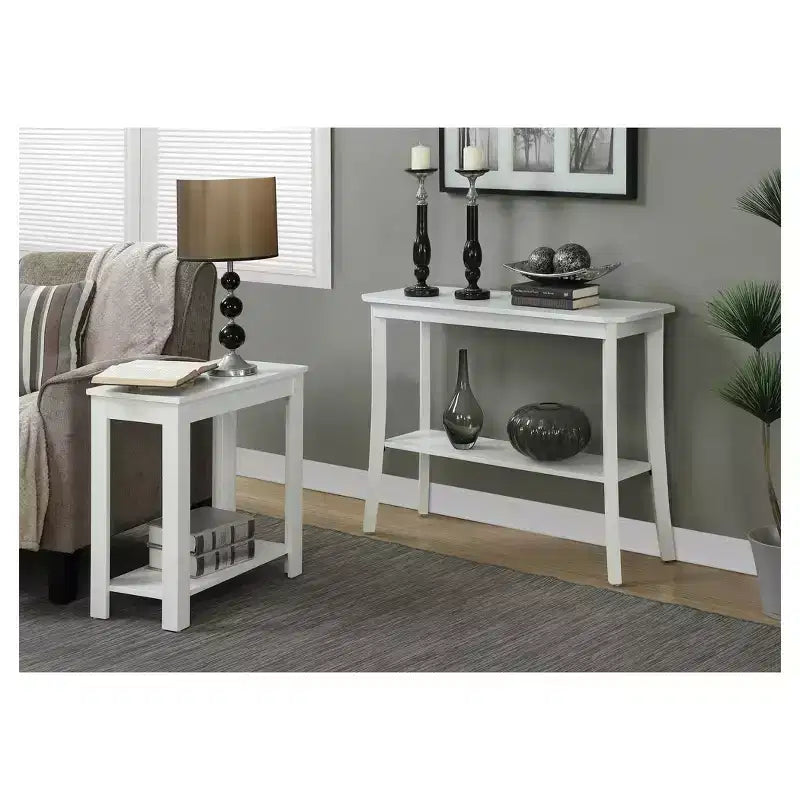 Black Rectangle Console Table with Shelf, 1-Person Assembly