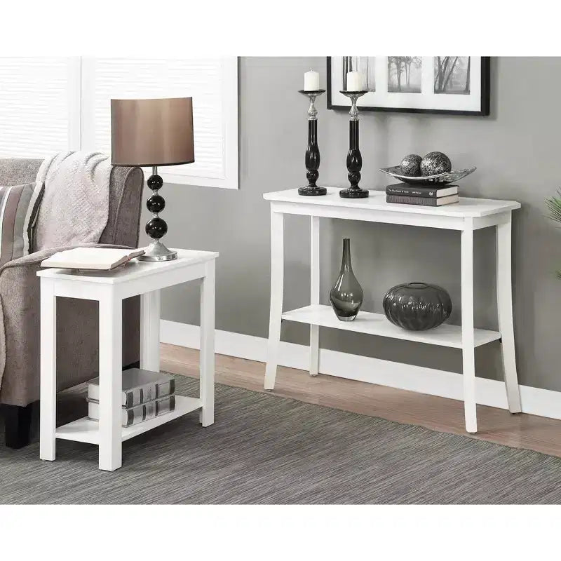 Black Rectangle Console Table with Shelf, 1-Person Assembly