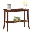 Black Rectangle Console Table with Shelf, 1-Person Assembly
