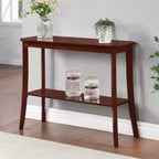Black Rectangle Console Table with Shelf, 1-Person Assembly