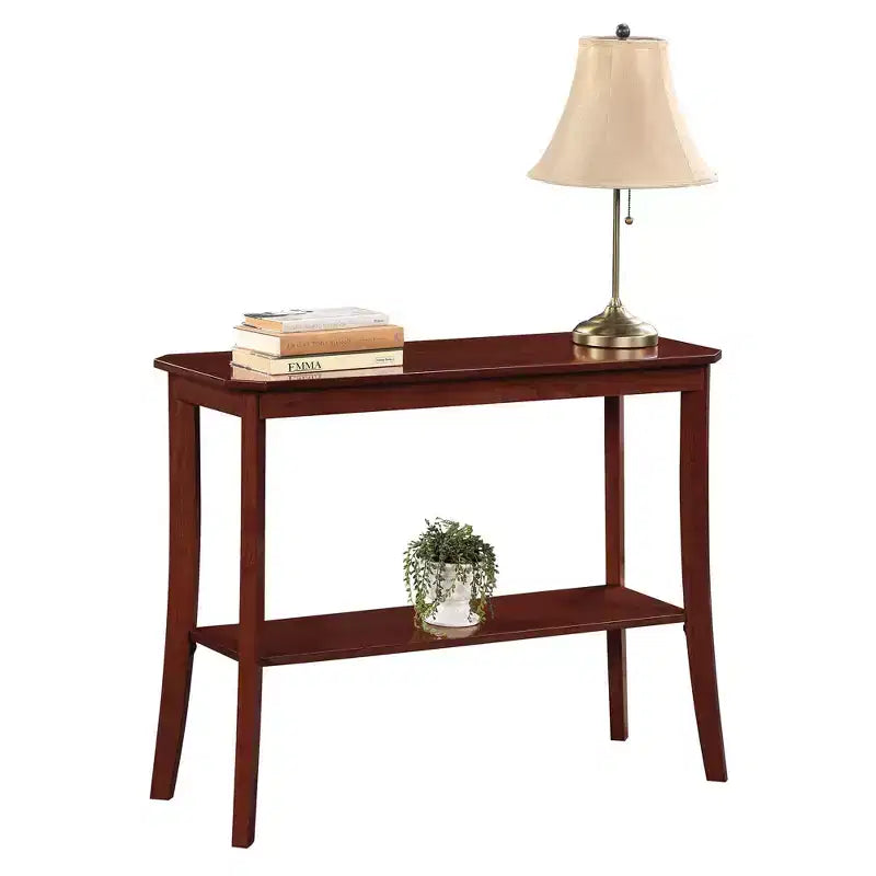 Black Rectangle Console Table with Shelf, 1-Person Assembly