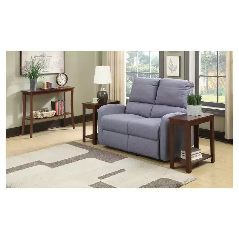 Black Rectangle Console Table with Shelf, 1-Person Assembly