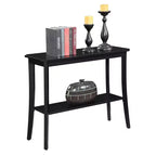 Black Rectangle Console Table with Shelf, 1-Person Assembly