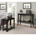 Black Rectangle Console Table with Shelf, 1-Person Assembly