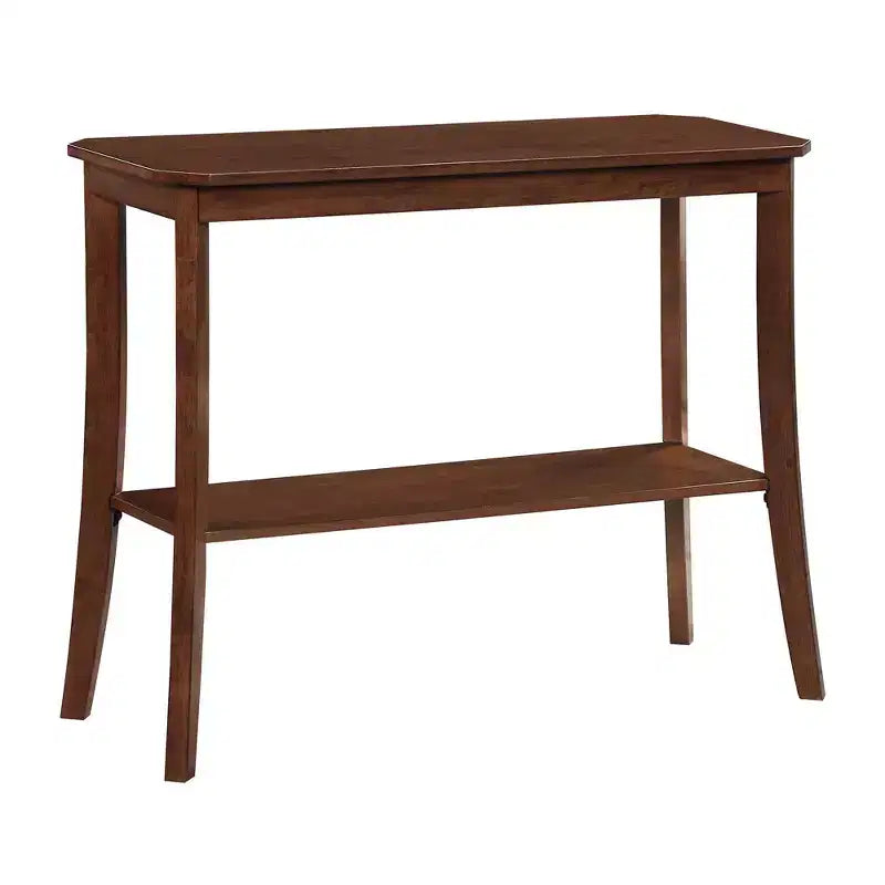 Black Rectangle Console Table with Shelf, 1-Person Assembly