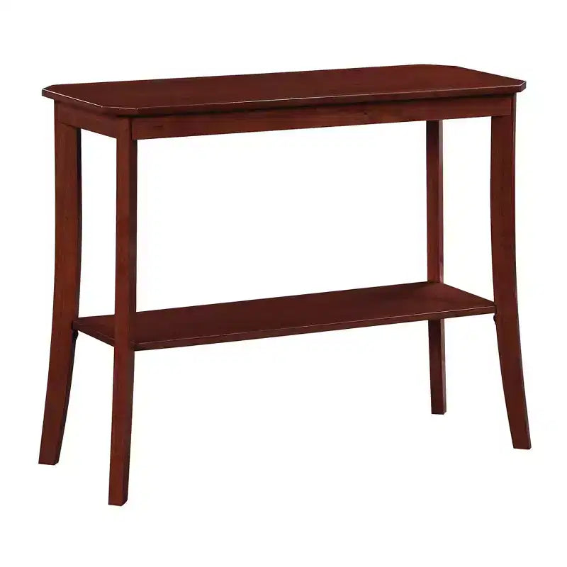 Black Rectangle Console Table with Shelf, 1-Person Assembly