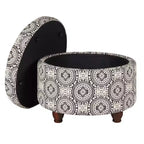 Bold Paisley Round Storage Ottoman, Upholstered, Seats 1