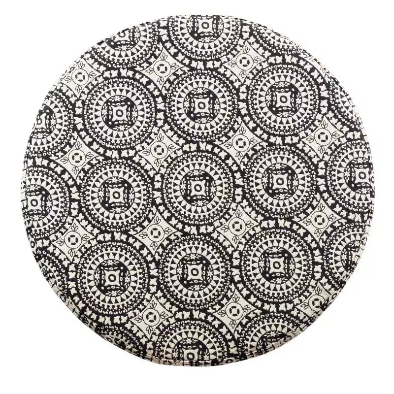 Bold Paisley Round Storage Ottoman, Upholstered, Seats 1