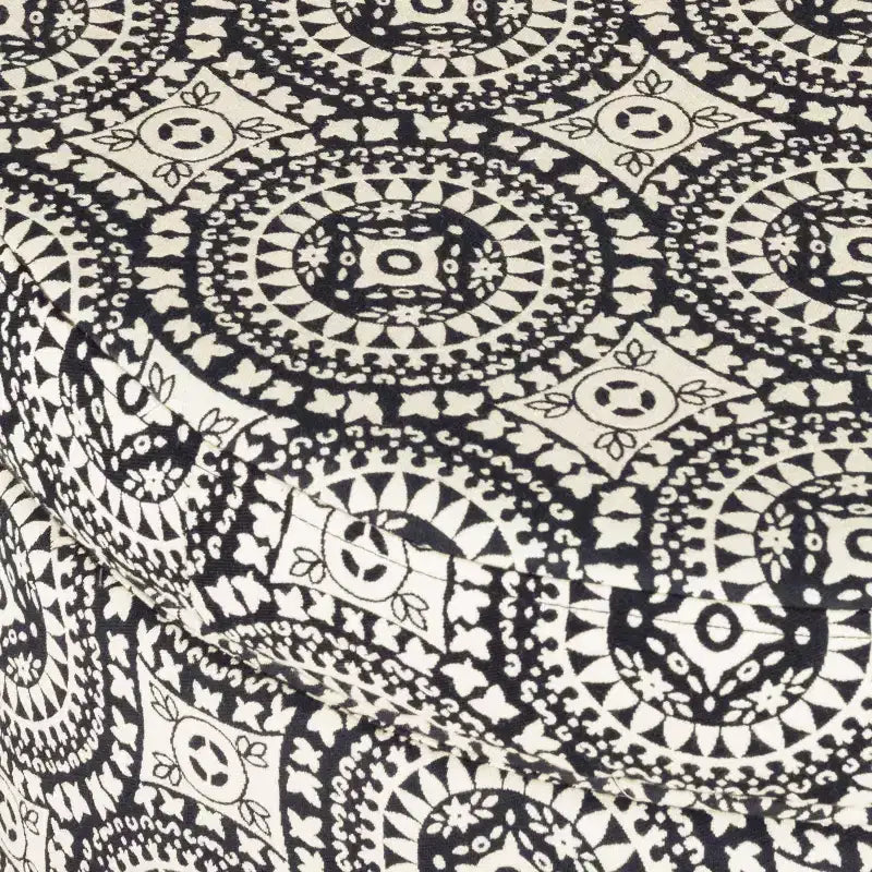Bold Paisley Round Storage Ottoman, Upholstered, Seats 1