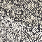 Bold Paisley Round Storage Ottoman, Upholstered, Seats 1