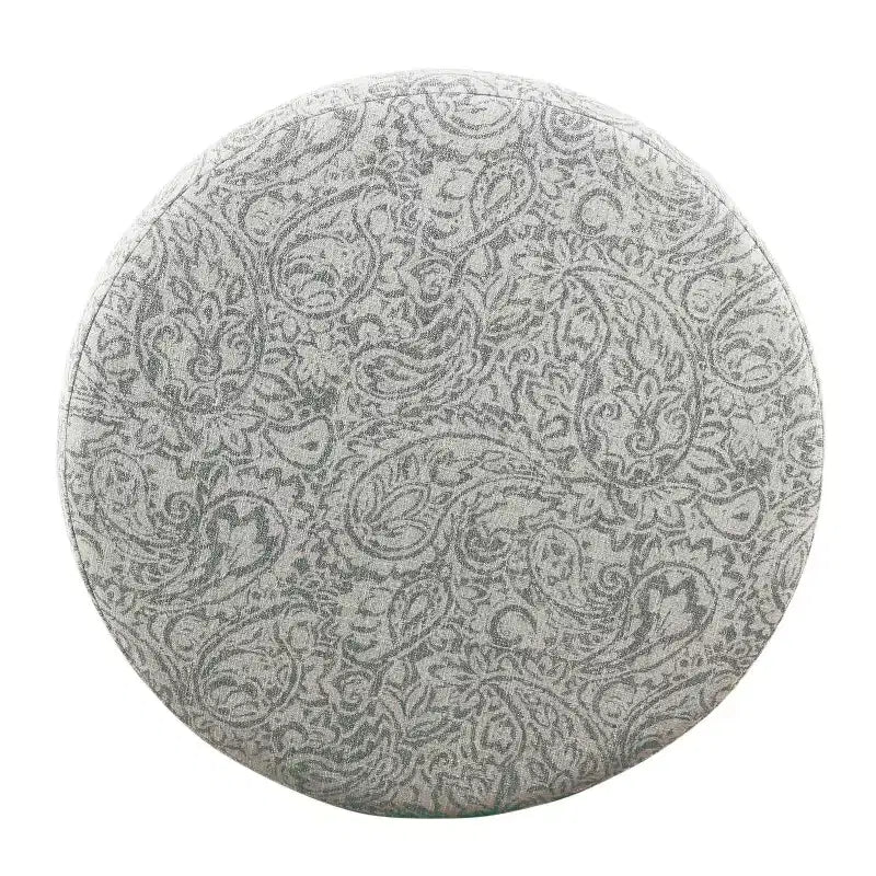 Bold Paisley Round Storage Ottoman, Upholstered, Seats 1