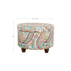 Bold Paisley Round Storage Ottoman, Upholstered, Seats 1