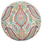 Bold Paisley Round Storage Ottoman, Upholstered, Seats 1