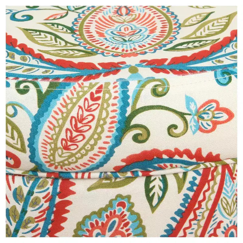 Bold Paisley Round Storage Ottoman, Upholstered, Seats 1