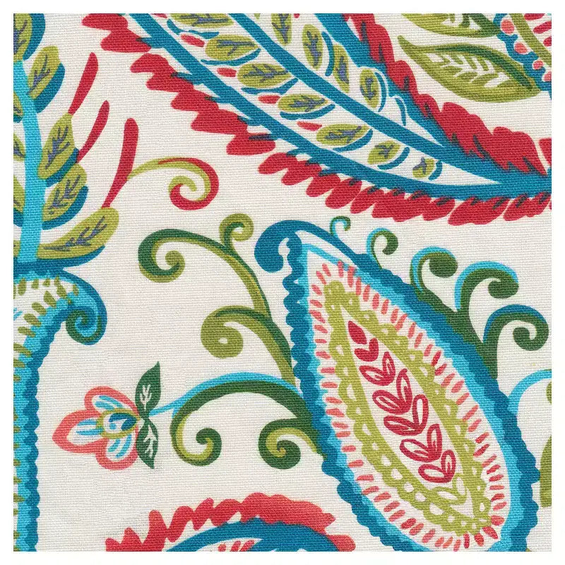 Bold Paisley Round Storage Ottoman, Upholstered, Seats 1