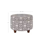 Bold Paisley Round Storage Ottoman, Upholstered, Seats 1
