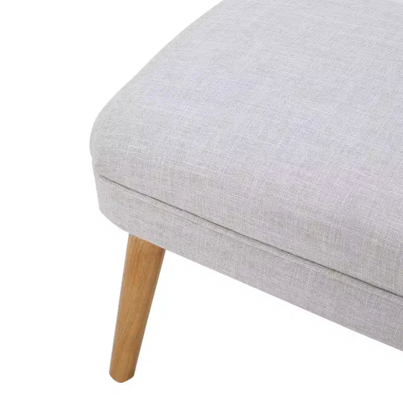 Light Gray / Beige Upholstered Rectangle Ottoman, Seats 1
