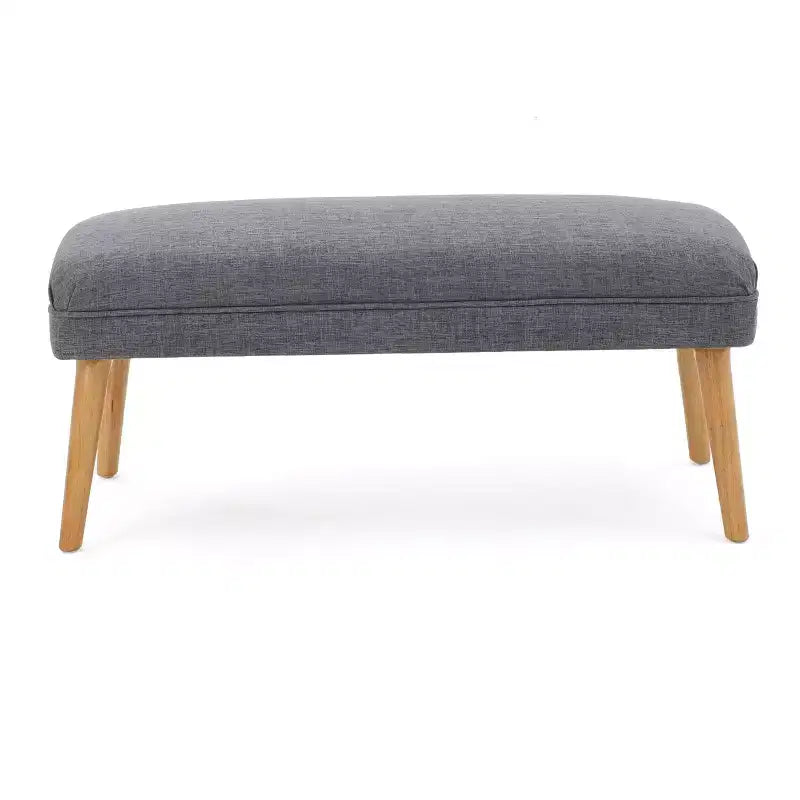 Light Gray / Beige Upholstered Rectangle Ottoman, Seats 1