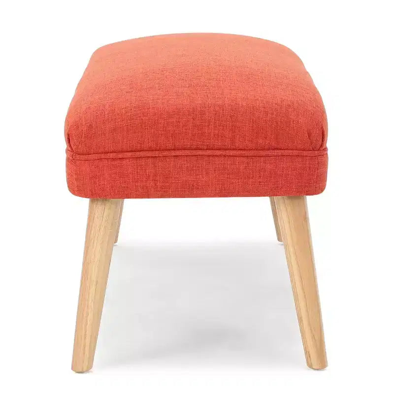 Light Gray / Beige Upholstered Rectangle Ottoman, Seats 1