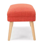 Light Gray / Beige Upholstered Rectangle Ottoman, Seats 1