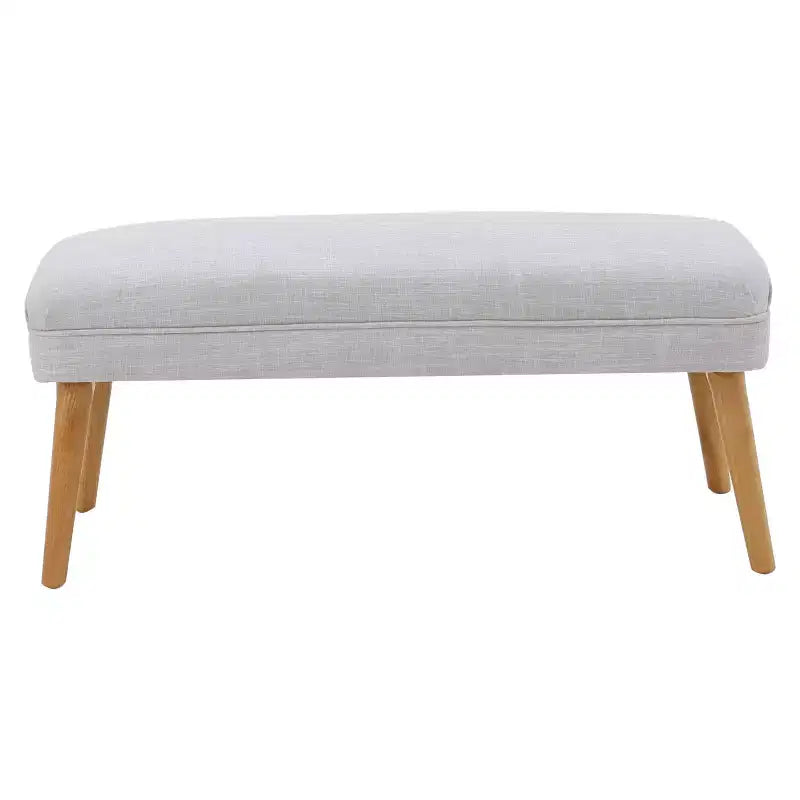 Light Gray / Beige Upholstered Rectangle Ottoman, Seats 1