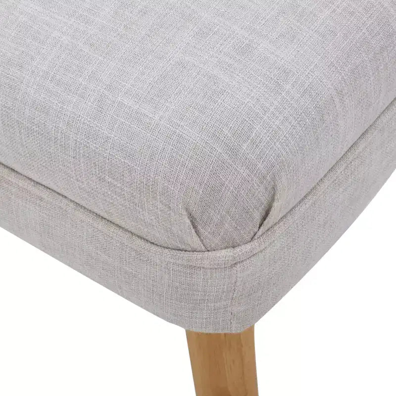 Light Gray / Beige Upholstered Rectangle Ottoman, Seats 1