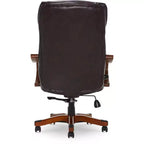 Brown / Ivory / Gray Executive Office Chair, Single Seat, Bonded Leather with Wood Accents